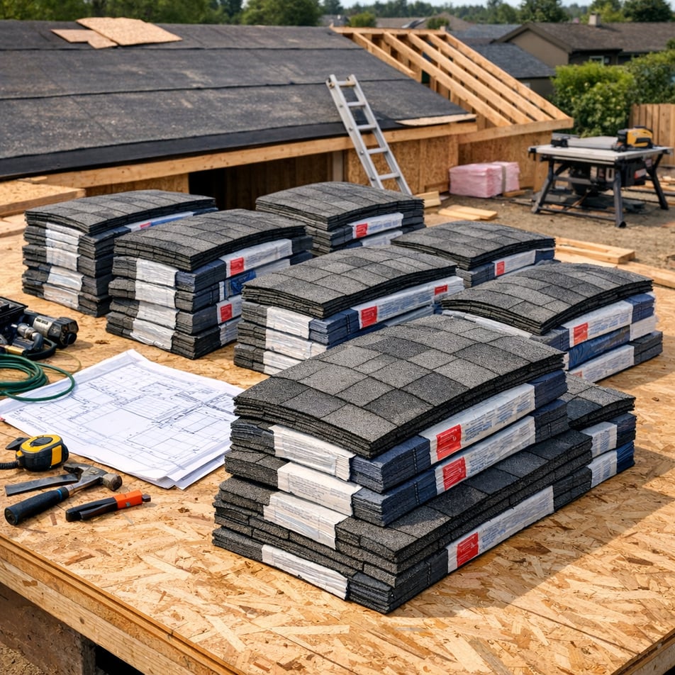 planning construction shingles stacked up
