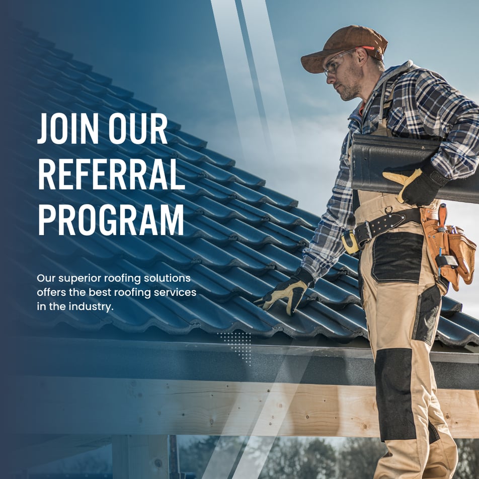 Blue and White Modern Roofing Services Instagram Post