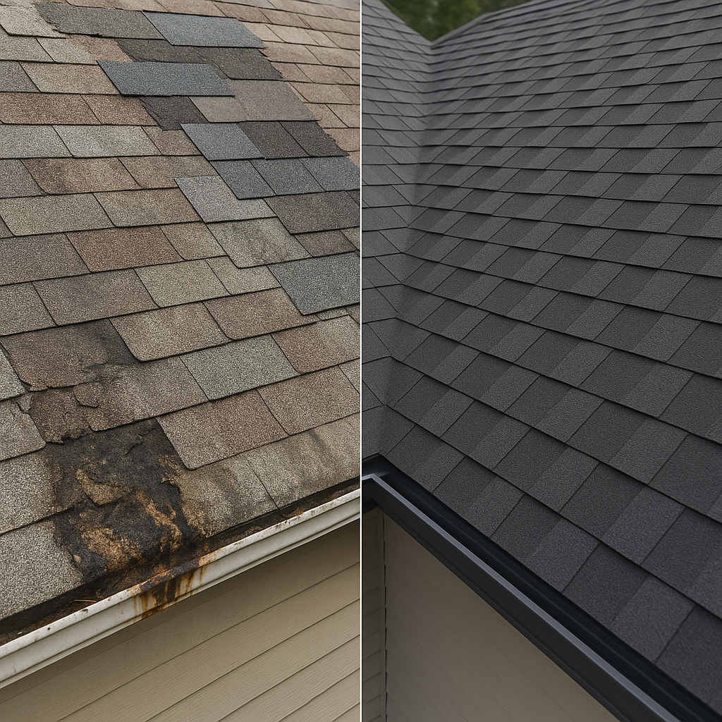 A close-up image of a poorly repaired residential