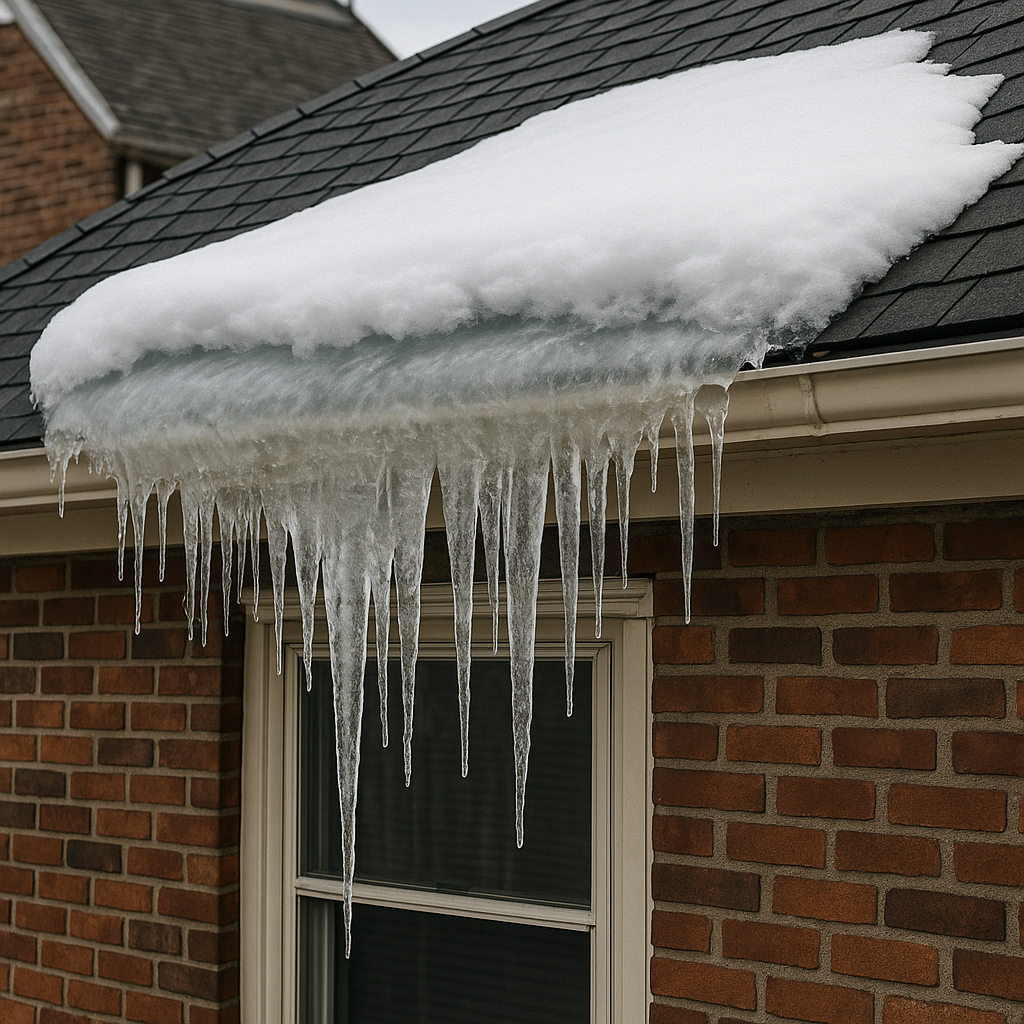 A close-up of a residential roof in Pittsburgh wit