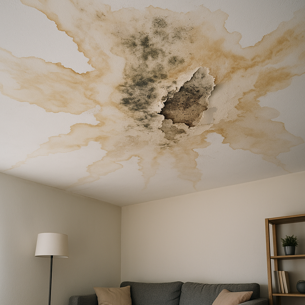 A dramatic image showing water stains spreading ac