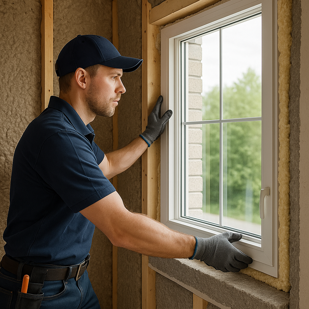 A skilled technician installing an energy-efficien