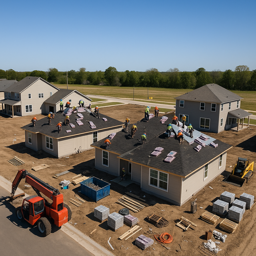 Aerial view of a well-planned residential construc