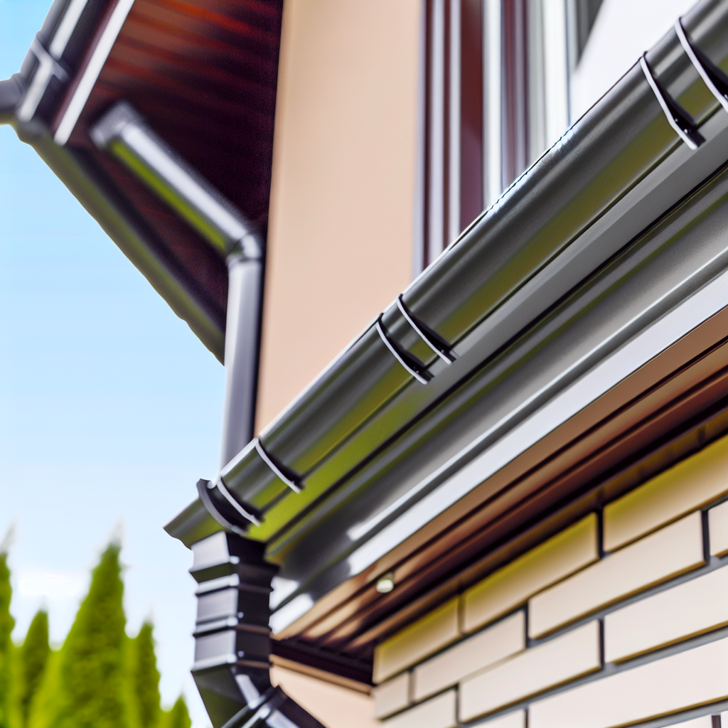 Close-up image of a seamless gutter system install