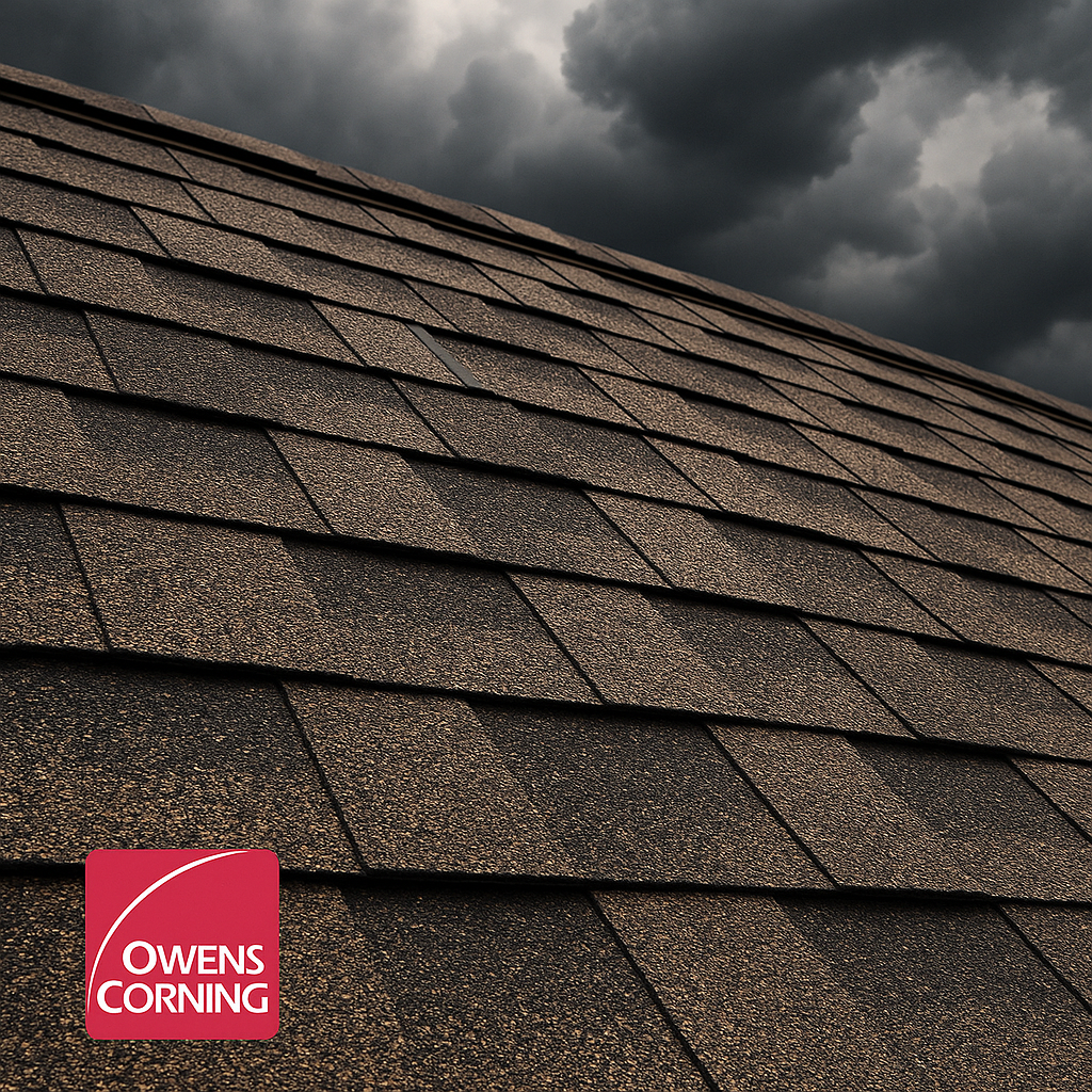 Close-up view of Owens Corning impact resistant sh